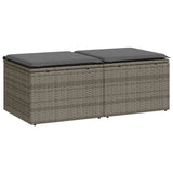 NNEVL 2 Piece Garden Sofa Set with Cushions Grey Poly Rattan Acacia