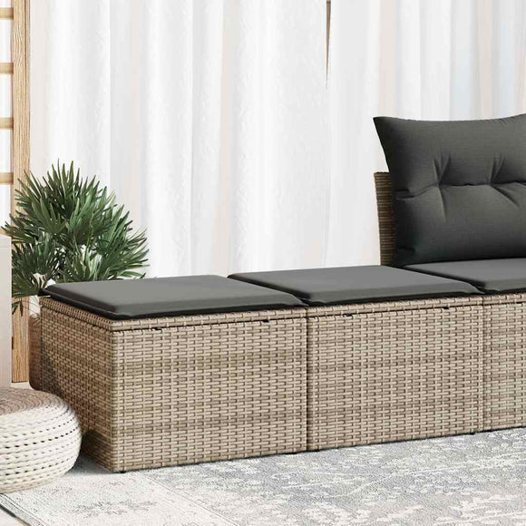NNEVL 2 Piece Garden Sofa Set with Cushions Grey Poly Rattan Acacia