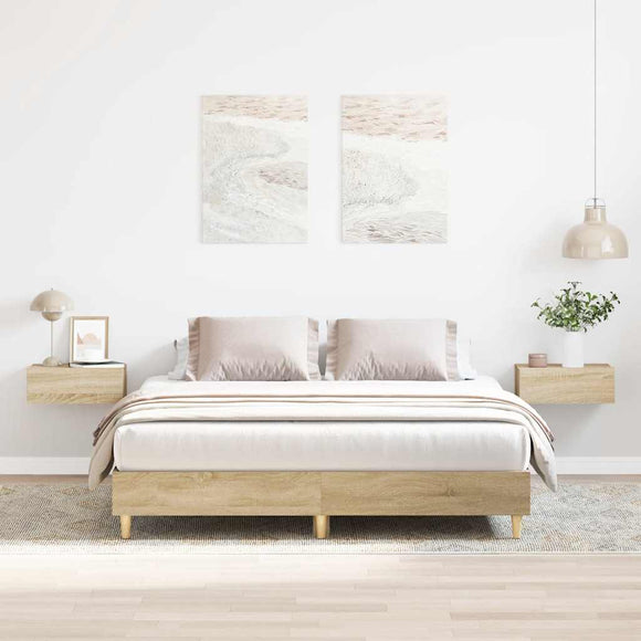 NNEVL Bed Frame No Mattress Sonoma Oak 150x200 cm Engineered Wood