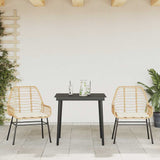 NNEVL 3 Piece Garden Dining Set with Cushions Brown Poly Rattan Glass