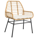 NNEVL 3 Piece Garden Dining Set with Cushions Brown Poly Rattan Glass