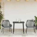 NNEVL 3 Piece Garden Dining Set with Cushions Black Poly Rattan Glass