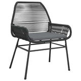 NNEVL 3 Piece Garden Dining Set with Cushions Black Poly Rattan Glass