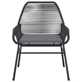 NNEVL 3 Piece Garden Dining Set with Cushions Black Poly Rattan Glass