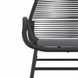 NNEVL 3 Piece Garden Dining Set with Cushions Black Poly Rattan Glass