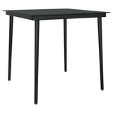 NNEVL 3 Piece Garden Dining Set with Cushions Black Poly Rattan Glass