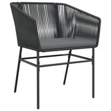 NNEVL 7 Piece Garden Dining Set with Cushions Black Poly Rattan Glass