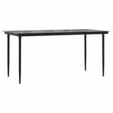 NNEVL 7 Piece Garden Dining Set with Cushions Black Poly Rattan Glass