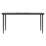 NNEVL 7 Piece Garden Dining Set with Cushions Black Poly Rattan Glass