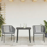 NNEVL 3 Piece Garden Dining Set with Cushions Grey Poly Rattan Glass