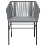 NNEVL 3 Piece Garden Dining Set with Cushions Grey Poly Rattan Glass