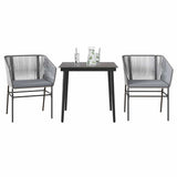 NNEVL 3 Piece Garden Dining Set with Cushions Grey Poly Rattan Glass