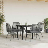 NNEVL 5 Piece Garden Dining Set with Cushions Black Poly Rattan Glass