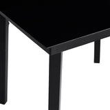 NNEVL 5 Piece Garden Dining Set with Cushions Black Poly Rattan Glass