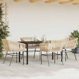 NNEVL 5 Piece Garden Dining Set with Cushions Brown Poly Rattan Glass