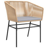 NNEVL 5 Piece Garden Dining Set with Cushions Brown Poly Rattan Glass
