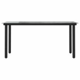 NNEVL 5 Piece Garden Dining Set with Cushions Grey Poly Rattan Glass