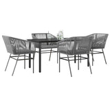 NNEVL 5 Piece Garden Dining Set with Cushions Grey Poly Rattan Glass