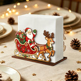 Wooden Santa Sleigh Reindeer Christmas Napkin Holder