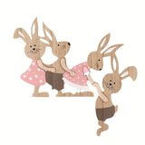 NNETM Rustic Wooden Easter Bunny Family Ornament 3D Decoration