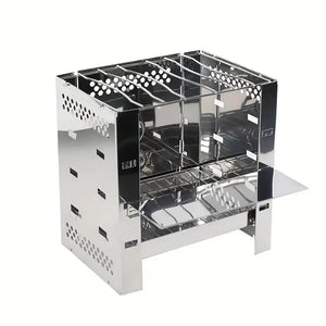 NNETM Portable Stainless Steel Wood Stove: Multi-functional Square Cookware(1pc)