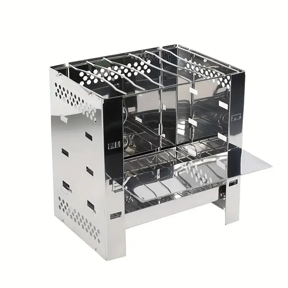 NNETM Portable Stainless Steel Wood Stove: Multi-functional Square Cookware(1pc)