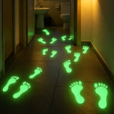 8pcs (4 Pairs) Green Luminous Footprint Wall Stickers, Suitable for Haunted Houses, Bedrooms, Living Rooms, Corridors and Wall Decoration; Self-adhesive, 2D Flat Design, 2D Flat