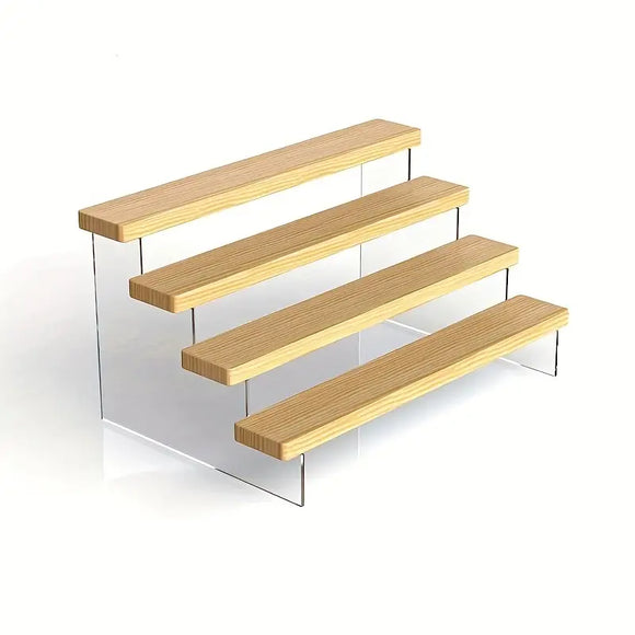 Elevate and Showcase with Our Wooden Riser Shelf