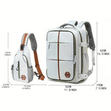 NNETM Travel Backpack with Airline-Approved Laptop Compartment and Shoes Compartment - Silver Gray and Chest Bag