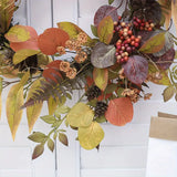 NNETM Autumn Glow: LED Light Wreath with Artificial Foliage