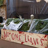 【2D Flat】 Halloween Bloody Banner Yard Sign - Burlap Horror No One Leaves Banner - Scary Halloween Banner Backdrop Decoration for Haunted House Yard Outdoor Fence Garden Parties Decor