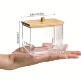 NNETM Clear Acrylic Swab Holder with Wooden Lid