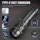 NNETM Telescopic Zoom C-Type Rechargeable Flashlight with Intelligent Power Display