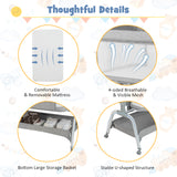 NNECW Height Adjustable Travel Cot with Mattress for 0-6 Months-Grey