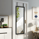 NNECW Wall Mounted Dressing Mirror with Hanging Hooks for Bedroom Black