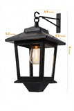 2-Pack Solar Outdoor Black Wall Lanterns Warm White LED