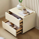 NNETM Bedside Table w/ Fabric Drawers - White