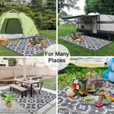 NNETM Outdoor Reversible Patio Mat Geometric Pattern