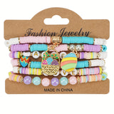 NNETM Vintage Easter Beaded Bracelets Set with Egg Charms