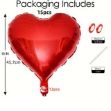 NNETM 15pcs Red Heart Love Aluminum Balloons
