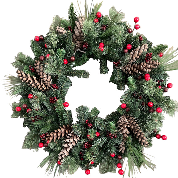 NNETM All-Season Christmas Door Wreath Pine Cones & Berries
