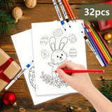 NNETM 32pcs Easter Greeting Coloring Cards with Markers