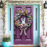 NNETM Easter Floral Wreath with Cute Rabbit Accent