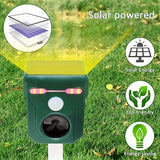 NNETM Ultrasonic Solar Animal Repeller with LED Lights & Motion Sensor