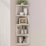 NNETM 5-Layer PVC Corner Wall Shelf Bookshelf Organizer