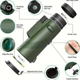 NNETM 80x100 Monocular Telescope with Phone Clip and Tripod - Green