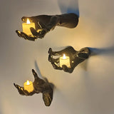 NNETM 3-Pack Devil Hand Candle Holders with LED Tealights - Wall Decor
