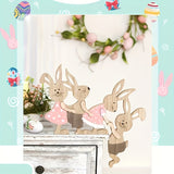 NNETM Rustic Wooden Easter Bunny Family Ornament 3D Decoration