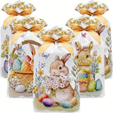 NNETM 50-Pack Easter Bunny Gift Bags with Ribbons