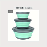 3PCS Silicone Folding Bowls with Lids